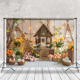 Aperturee - Easter Carrot Wooden House Interior Photo Backdrop